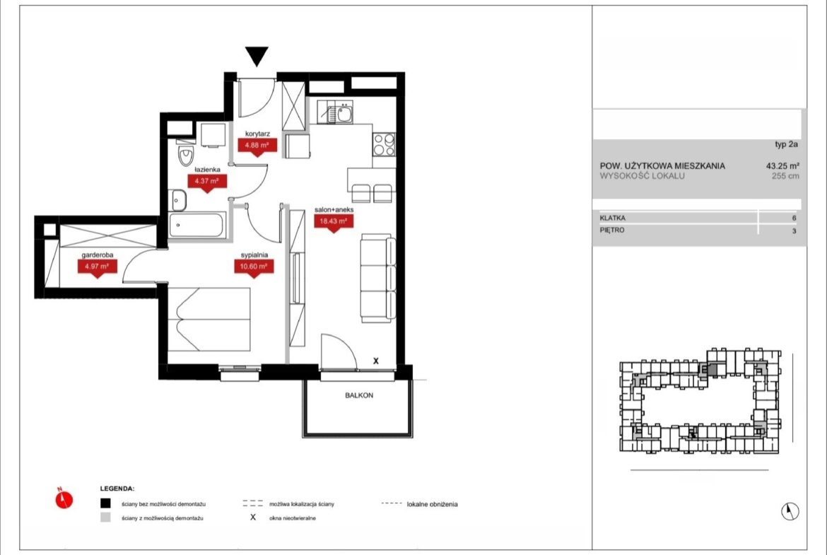 Rzut A6 43 — Atrium – Nowy Szczepin