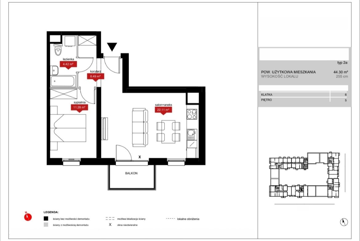 Планировка A6 55 — Atrium – Nowy Szczepin