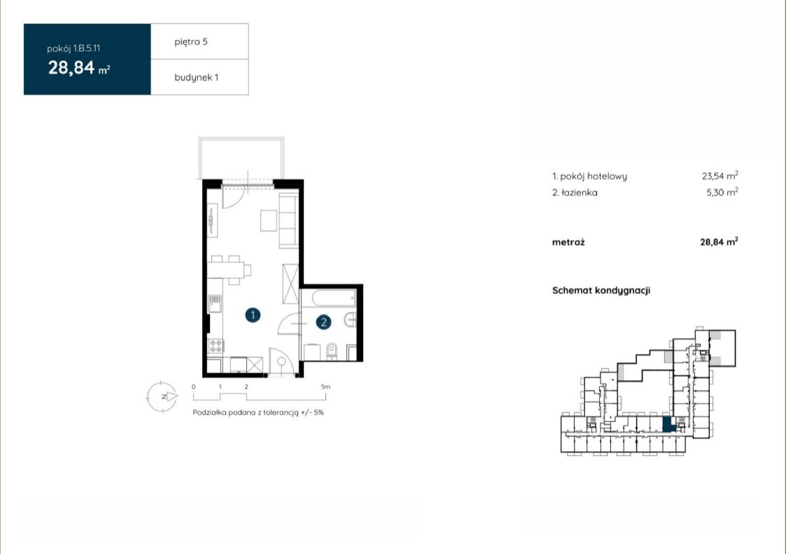 Планування 1.B.5.11 — Motivo, 27,93 m²