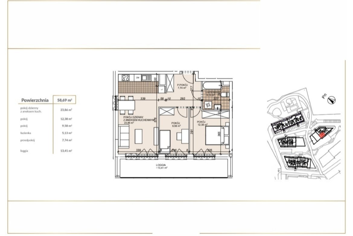 Floor plan H1-7-37 — Lokum Porto bud E, F i H
