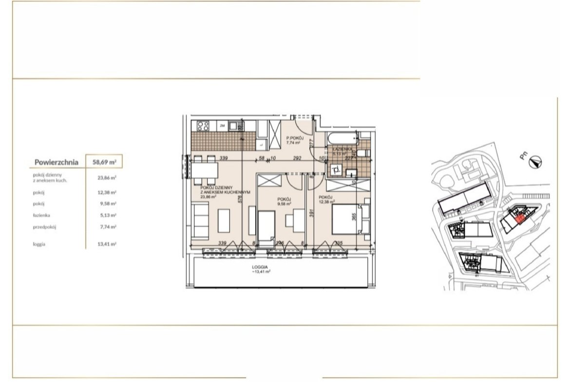 Floor plan H1-8-40 — Lokum Porto bud E, F i H