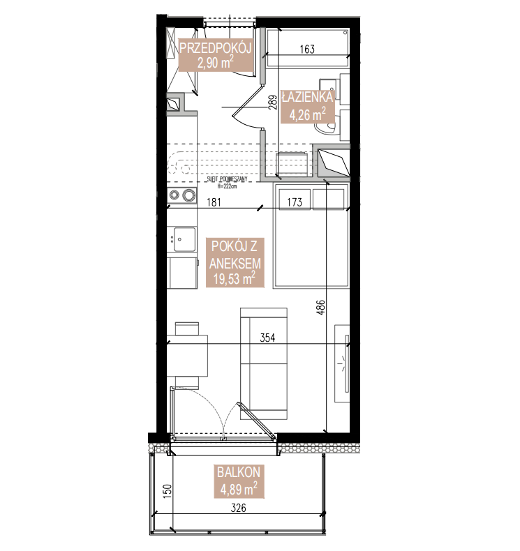 Rzut SWA/1/22/B — Apartamenty Świeradowska