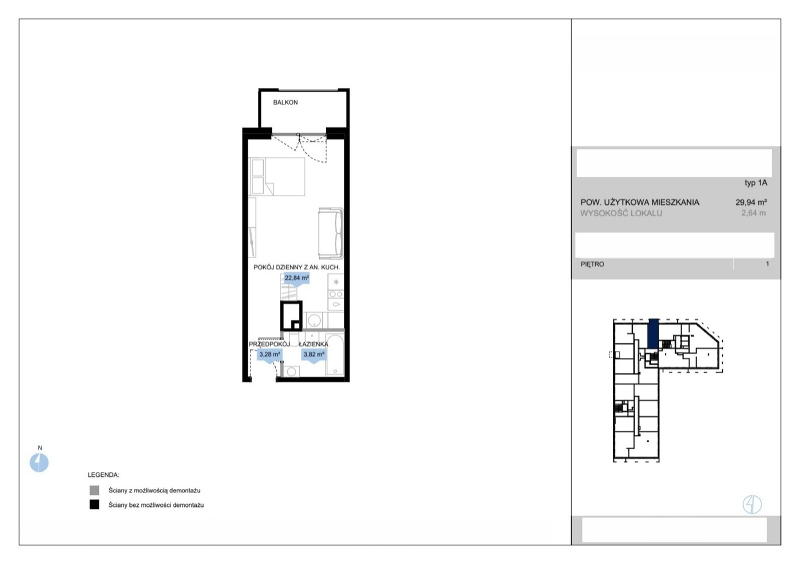 Rzut E2 10 — Bulwar Północny etap II, 29,94 m²