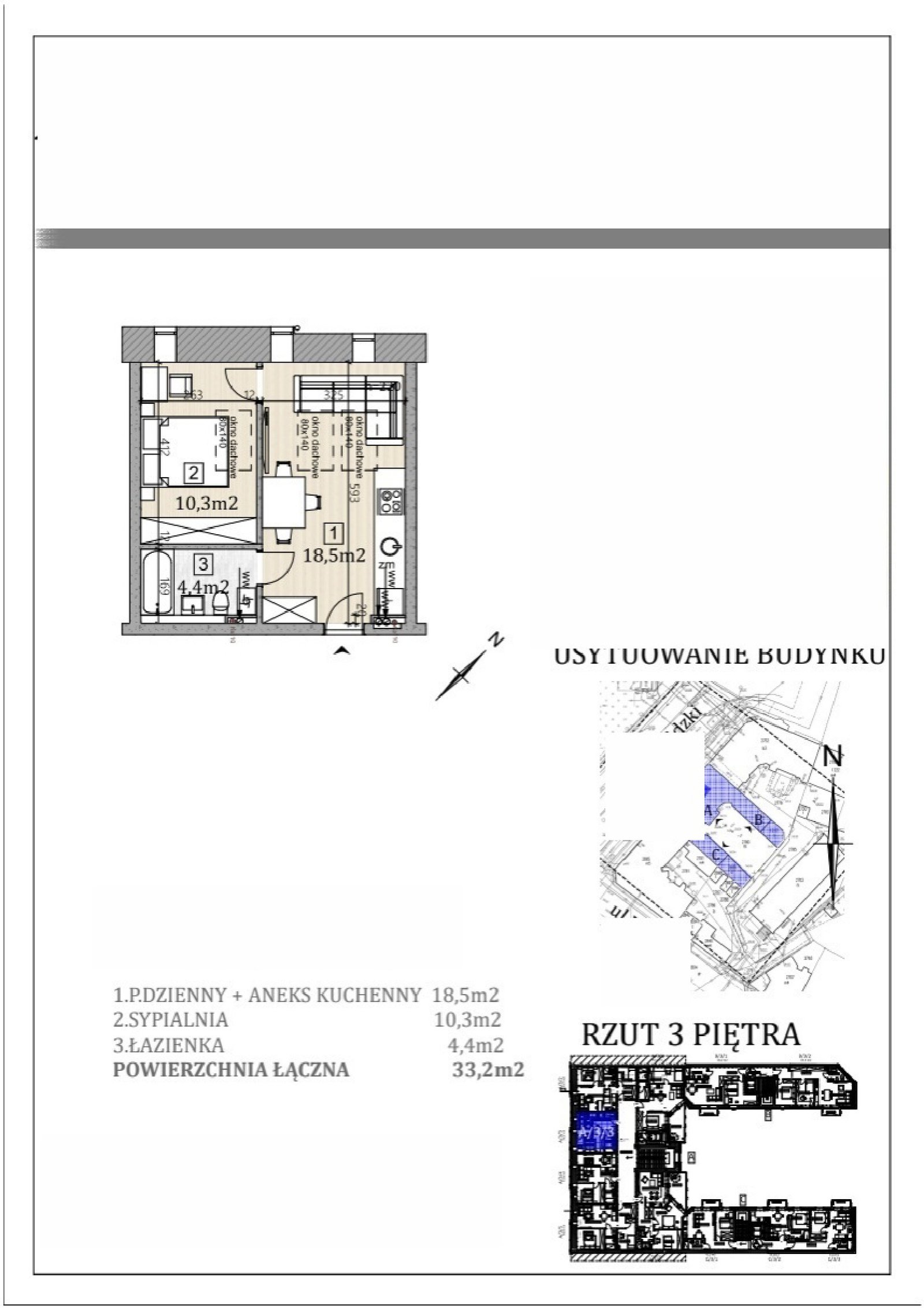Rzut A/3/3-1a — Viva Świdnica, 33,2 m²