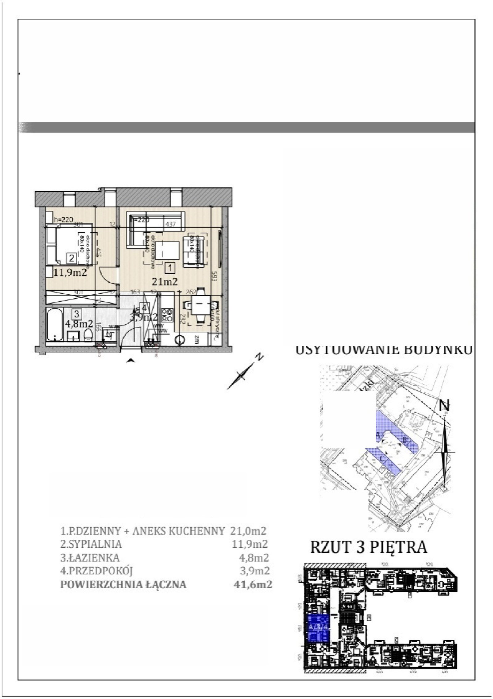 Rzut A/3/4-2a — Viva Świdnica, 41,6 m²
