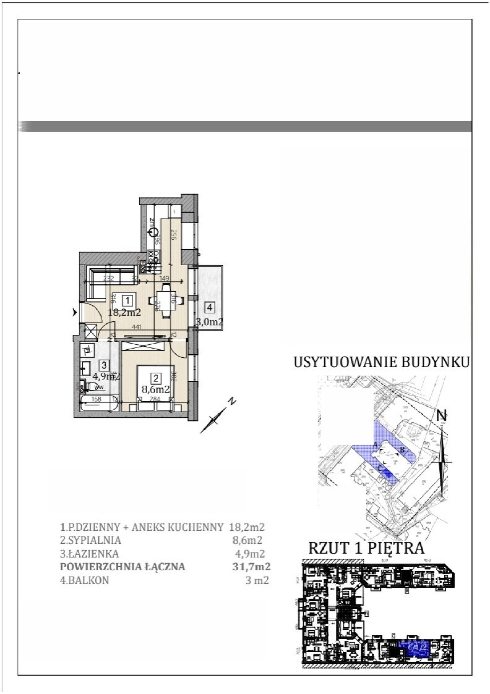 Rzut C/1/2-2a — Viva Świdnica, 31,7 m²