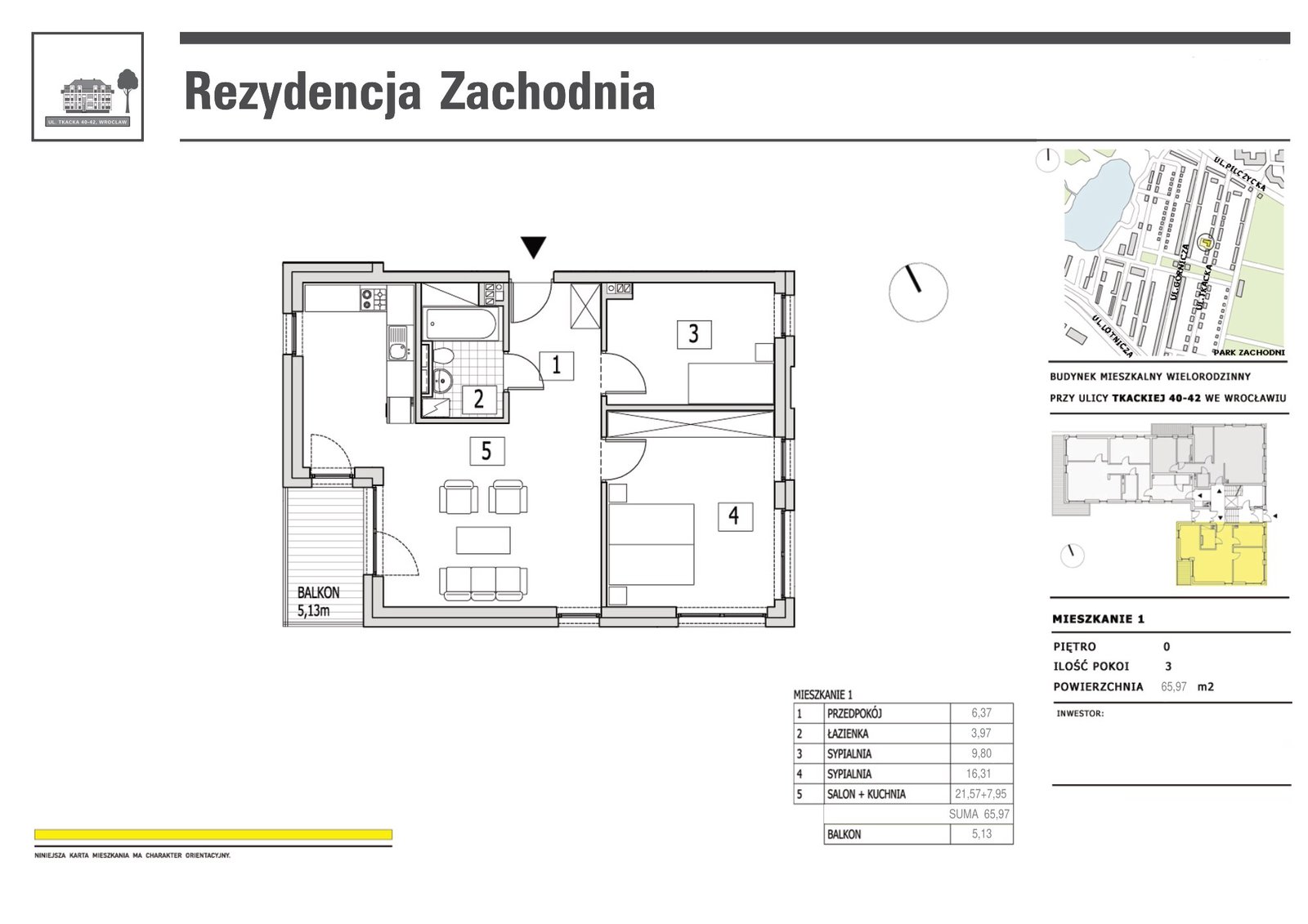 Rzut M1 — Rezydencja Zachodnia, 65,97 m²