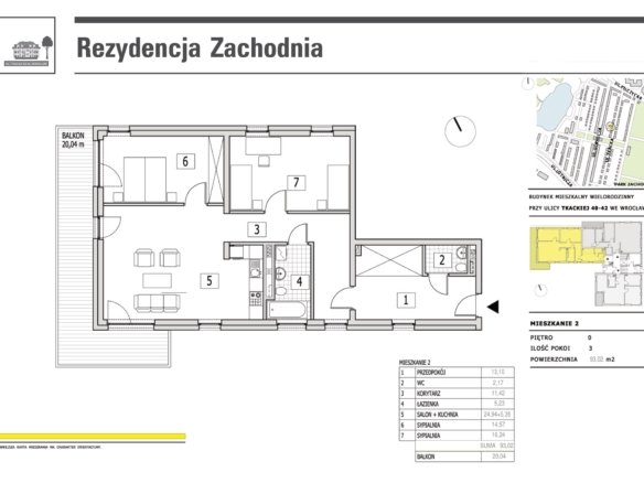 Rzut mieszkania M2 — Rezydencja Zachodnia