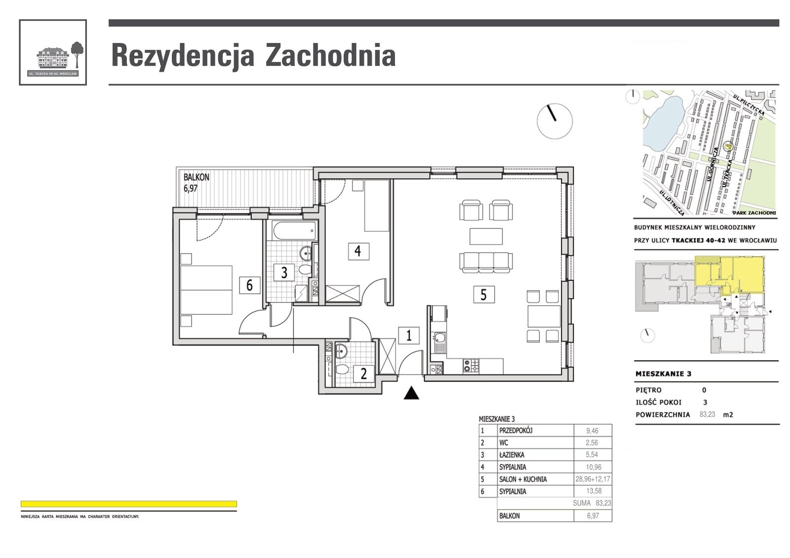 Rzut mieszkania M3 — Rezydencja Zachodnia