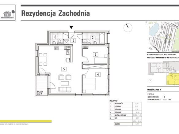 Rzut mieszkania M4 — Rezydencja Zachodnia