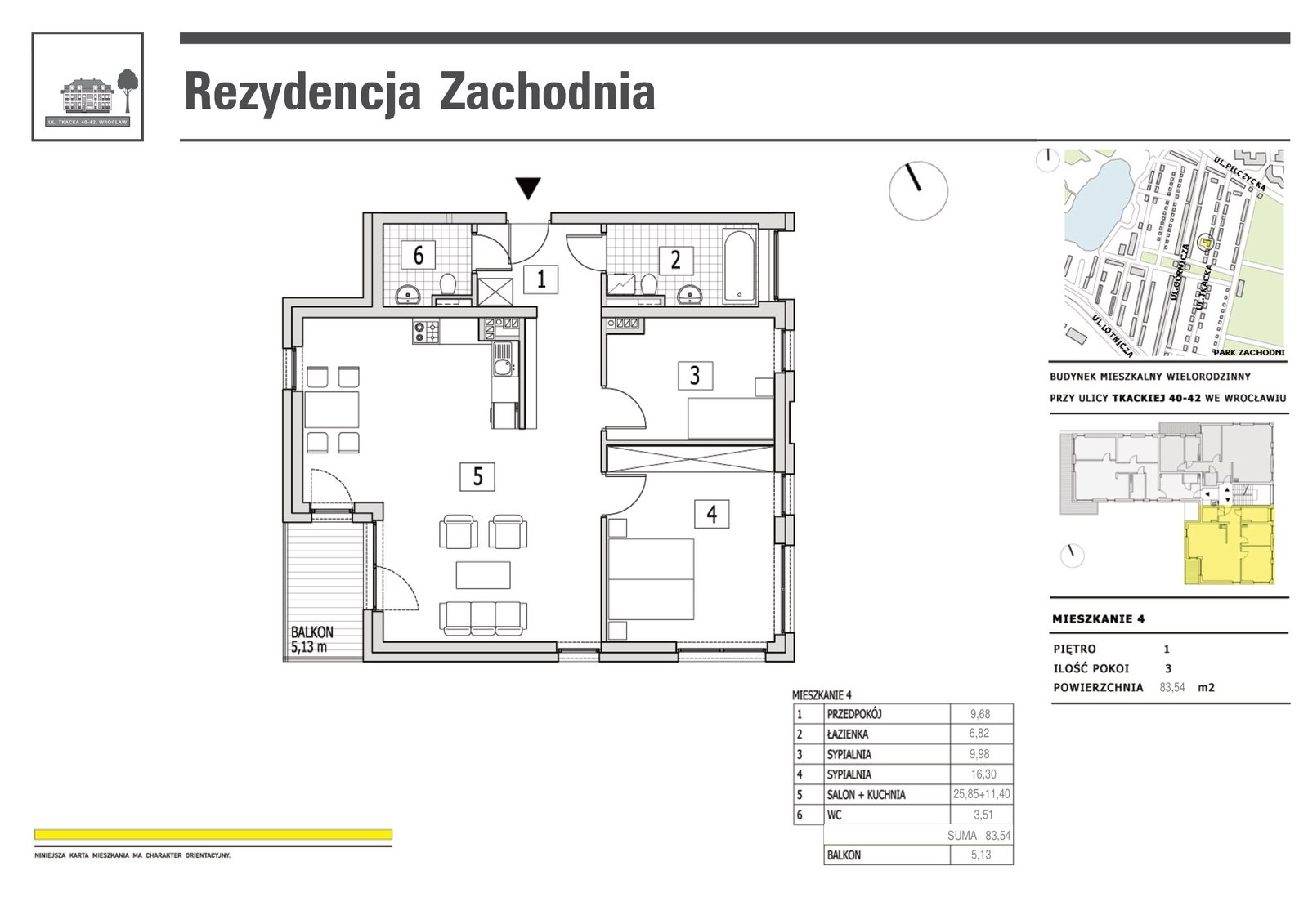 Rzut mieszkania M4 — Rezydencja Zachodnia