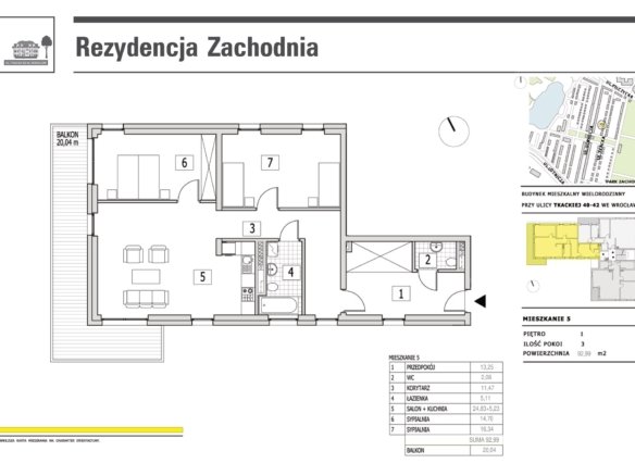 Rzut mieszkania M5 — Rezydencja Zachodnia
