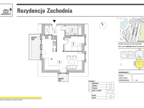 Rzut mieszkania M7 — Rezydencja Zachodnia