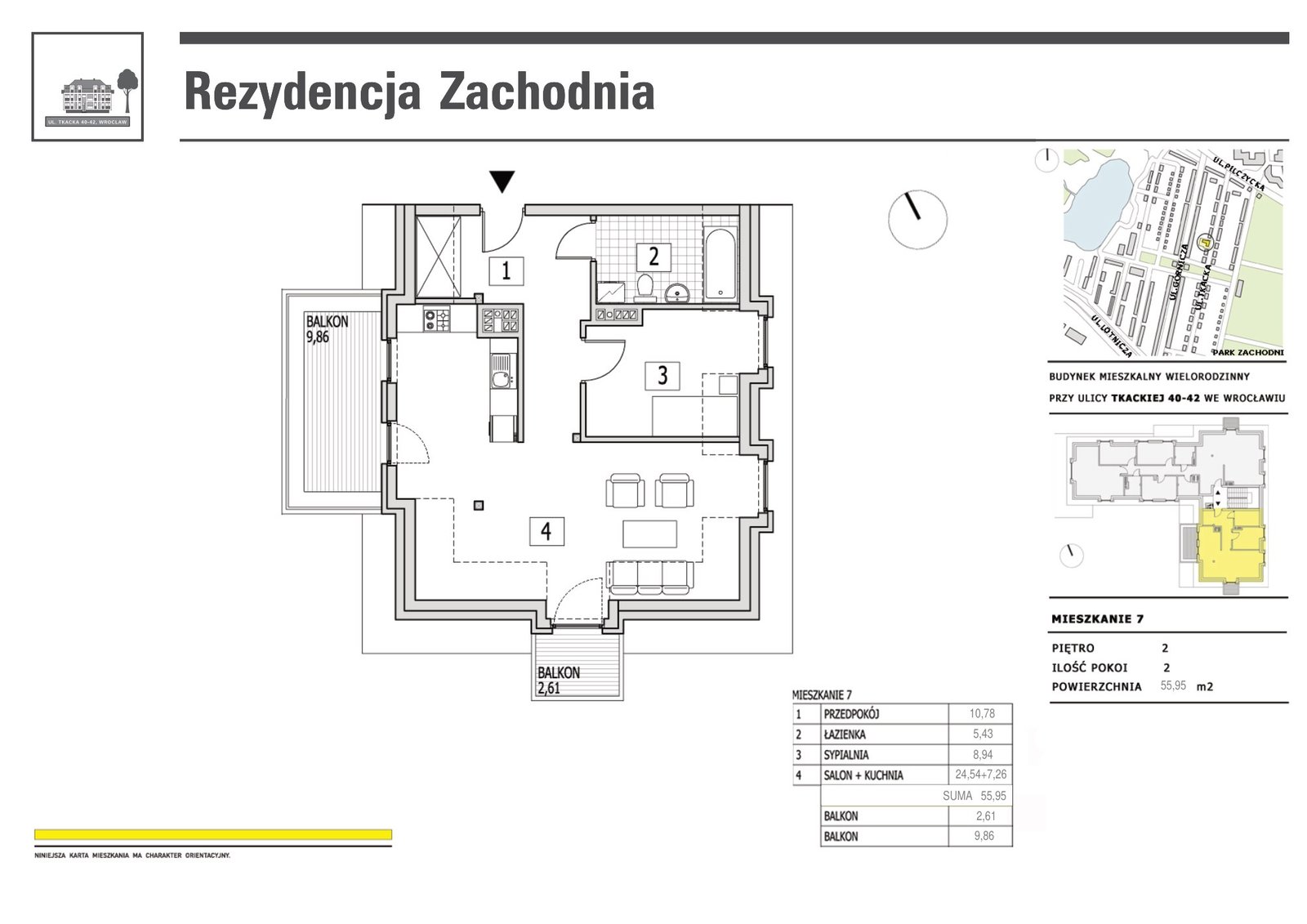 Rzut mieszkania M7 — Rezydencja Zachodnia