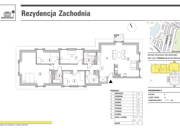 Rzut mieszkania M8 — Rezydencja Zachodnia