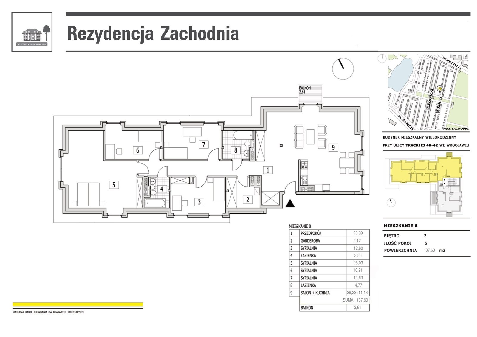 Rzut mieszkania M8 — Rezydencja Zachodnia