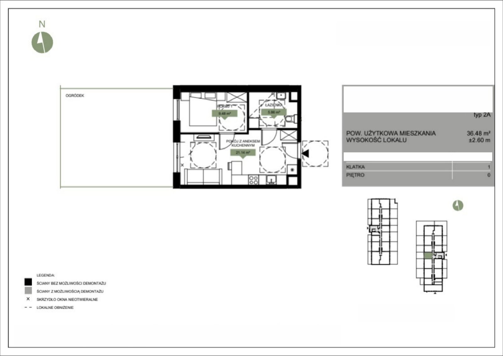 Rzut B1 6 — Moje Iwiny, 36,05 m²
