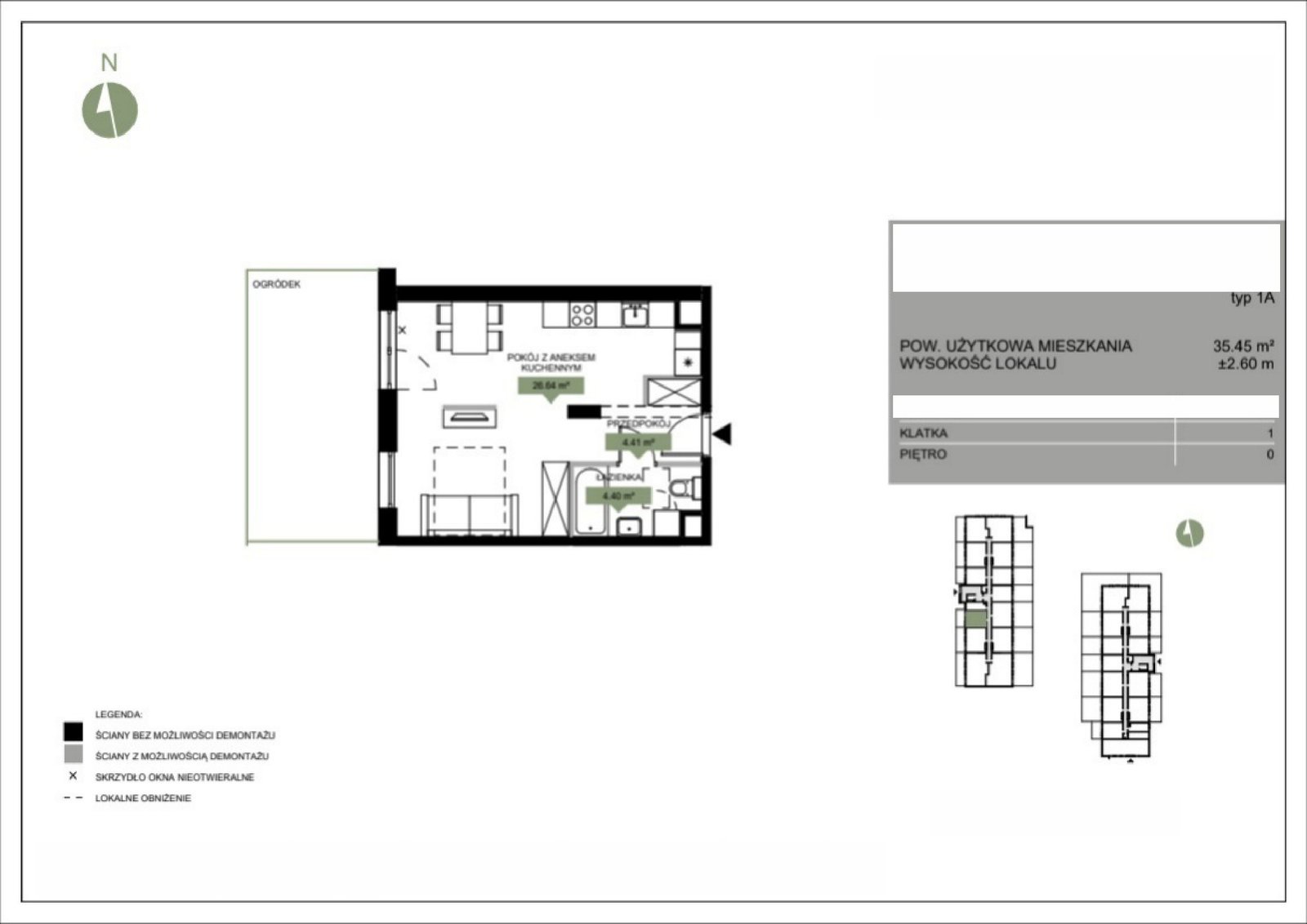 Rzut A1 13 — Moje Iwiny, 34,36 m²