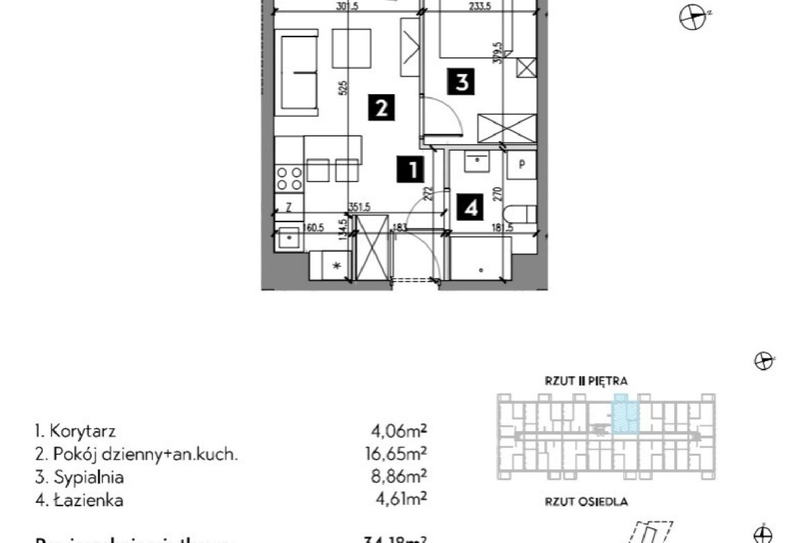 Rzut B1/2/4 — Osiedle Metr Kwadrat etap II