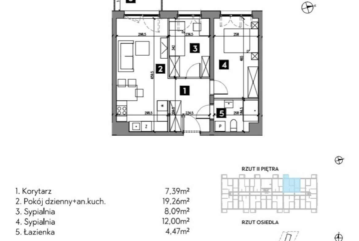 Rzut B1/2/5 — Osiedle Metr Kwadrat etap II