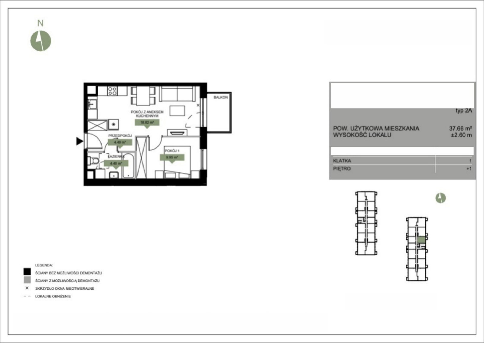 Rzut B1 25 — Moje Iwiny, 37,14 m²