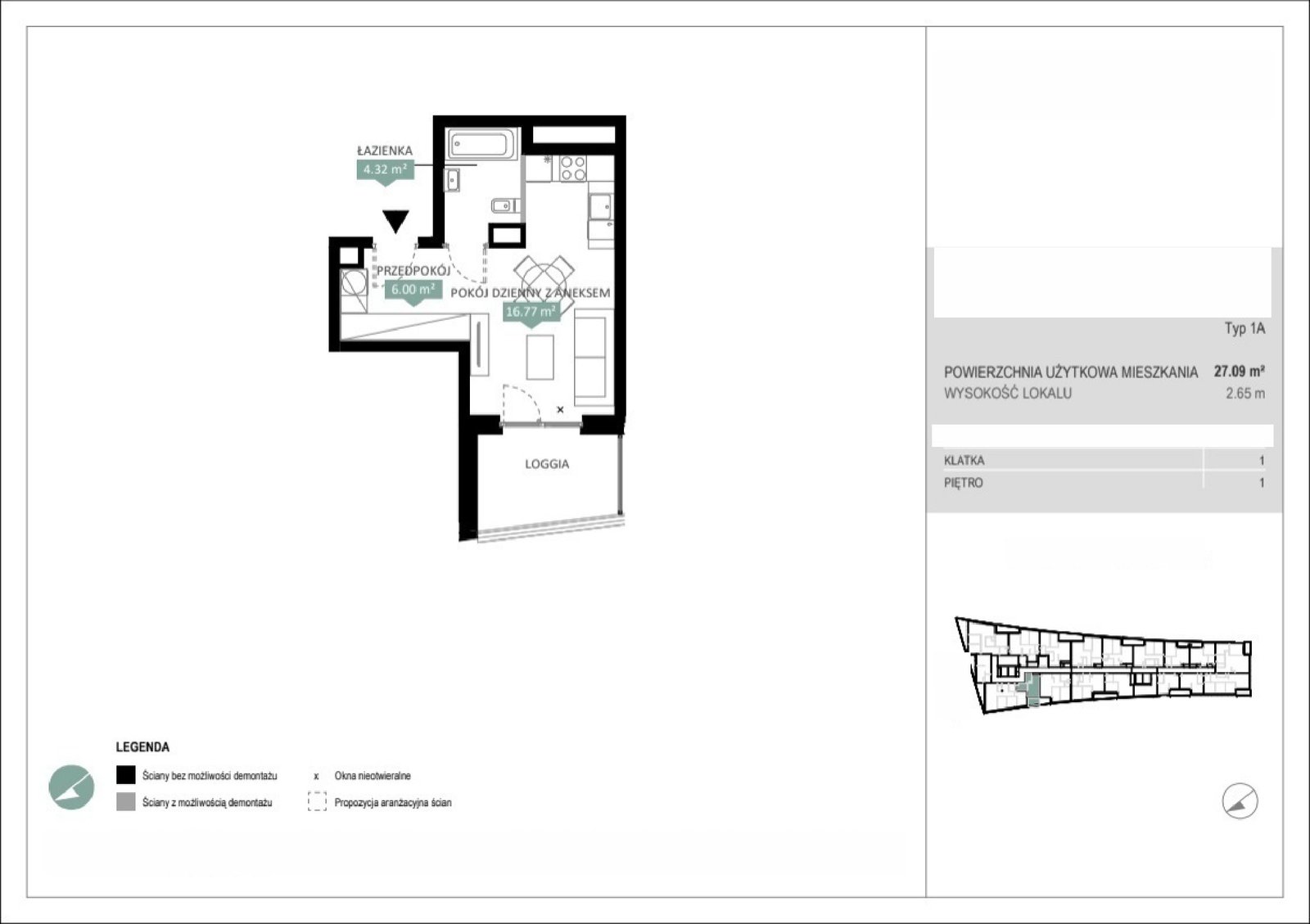Rzut A1 4 — Swobodna Living, 27,09 m²