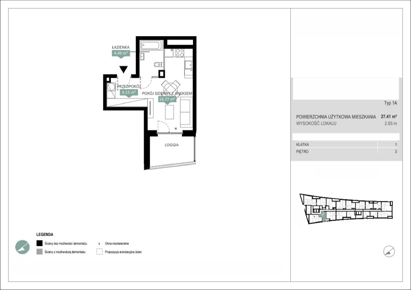 Rzut A1 11 — Swobodna Living, 27,41 m²
