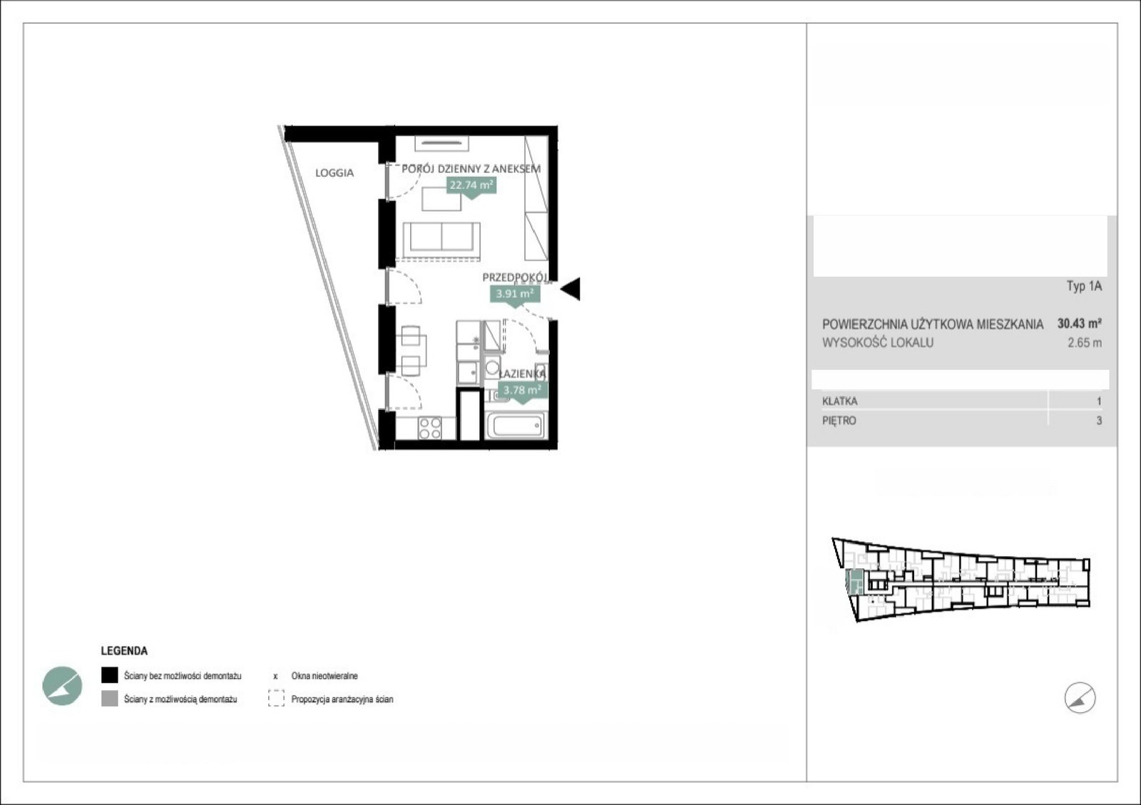 Rzut A1 20 — Swobodna Living, 30,43 m²