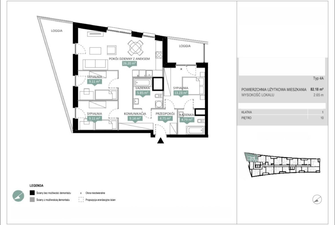 Rzut A1 70 — Swobodna Living