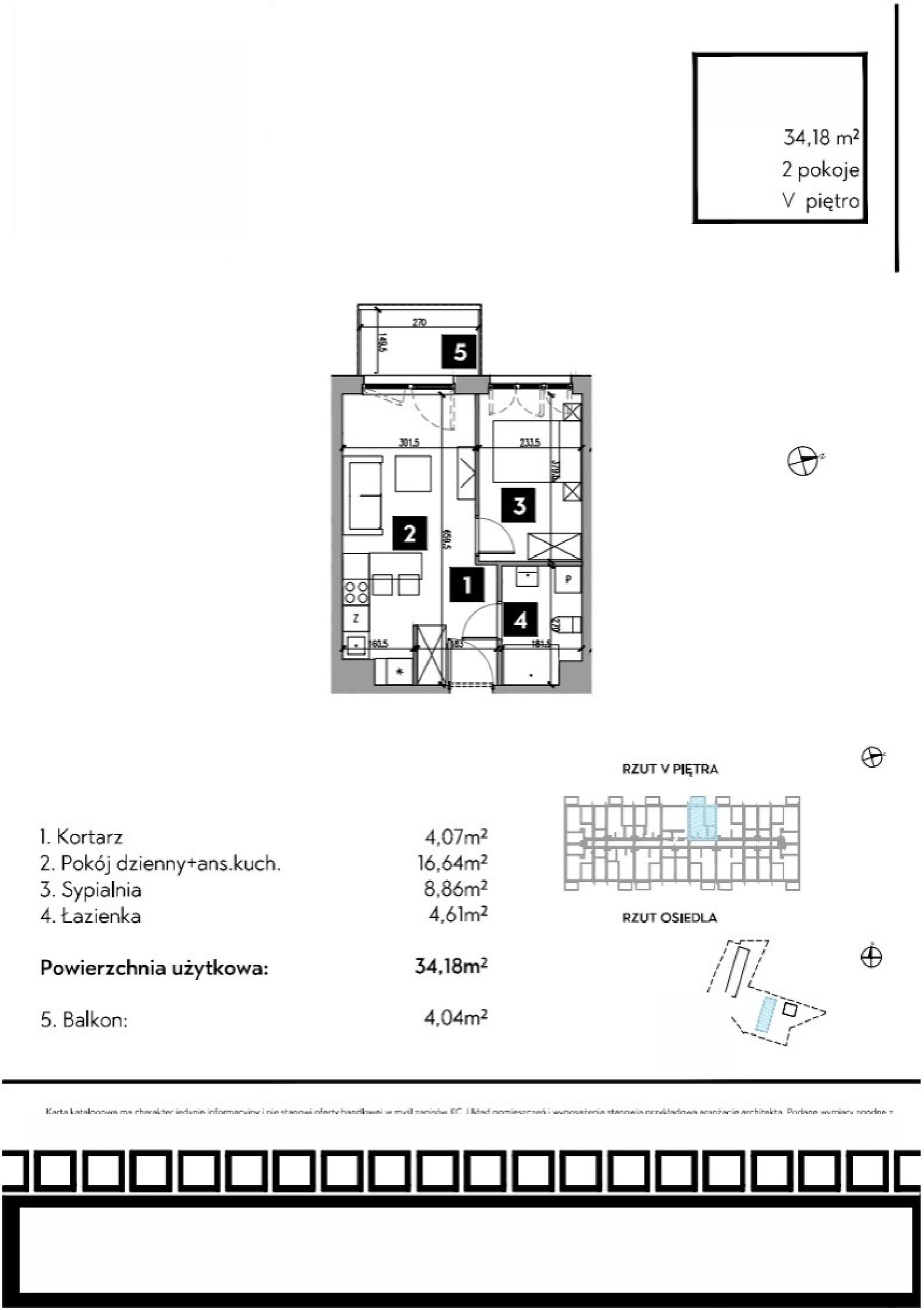 Rzut B1/5/4 — Osiedle Metr Kwadrat etap II, 34,16 m²