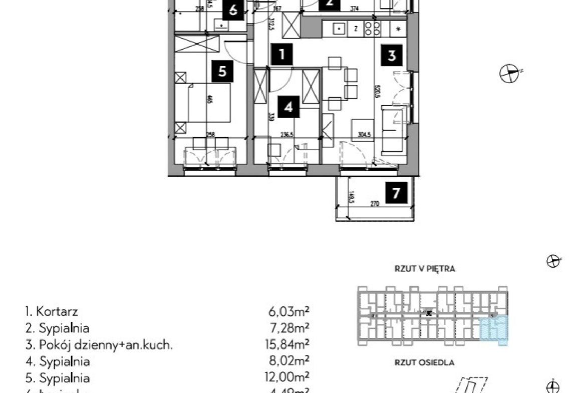 Rzut B1/5/7 — Osiedle Metr Kwadrat etap II