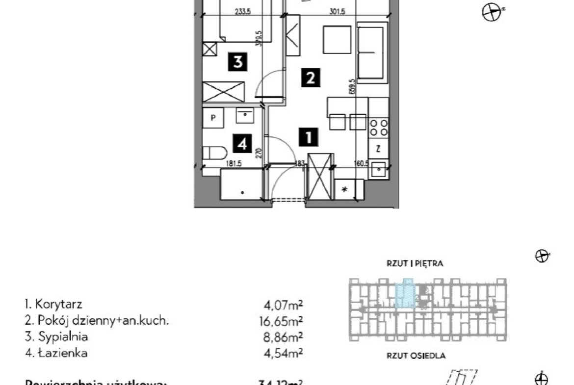Rzut B1/1/15 — Osiedle Metr Kwadrat etap II