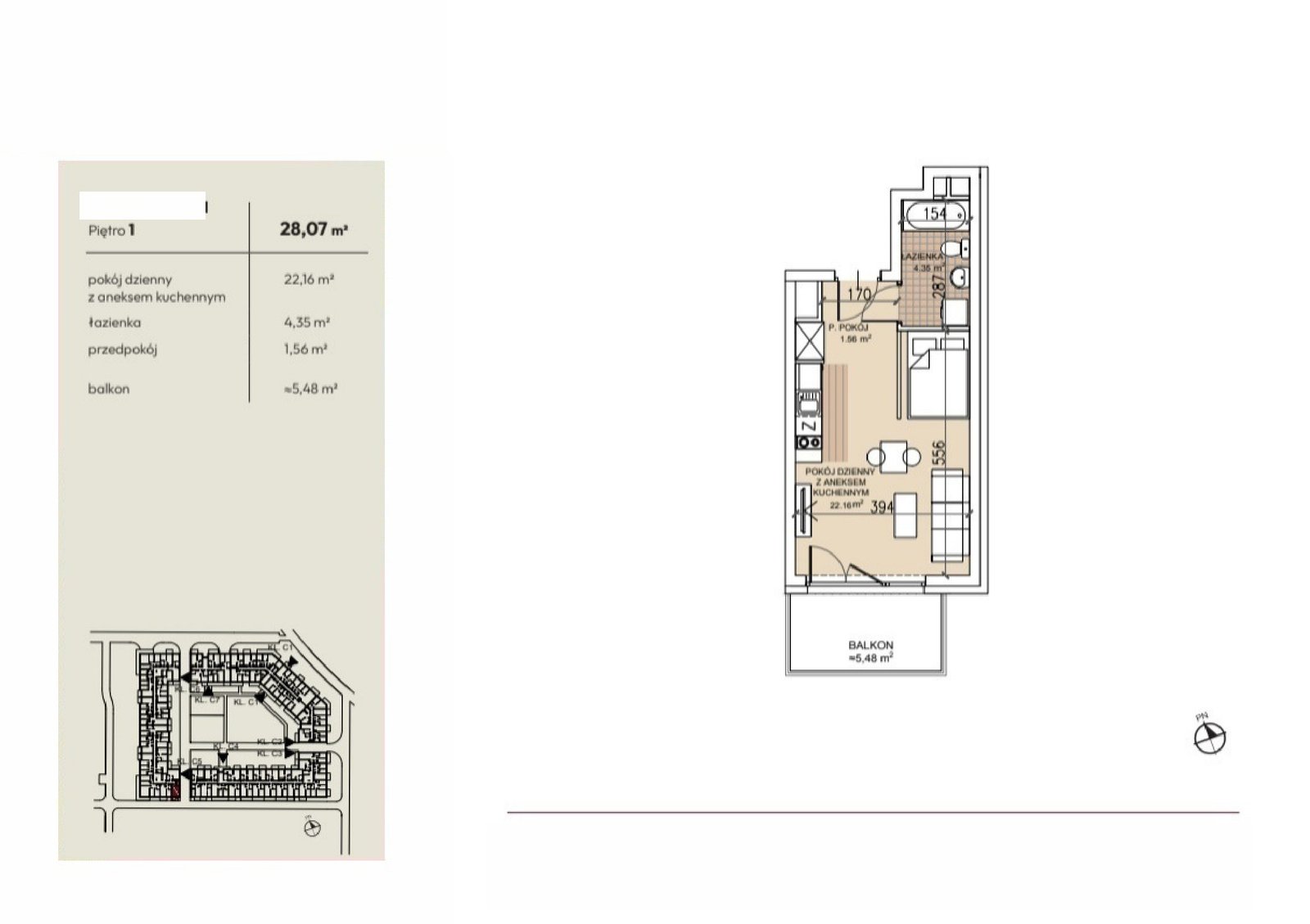 Rzut C5-1-11 — Lokum Soho, 28,07 m²