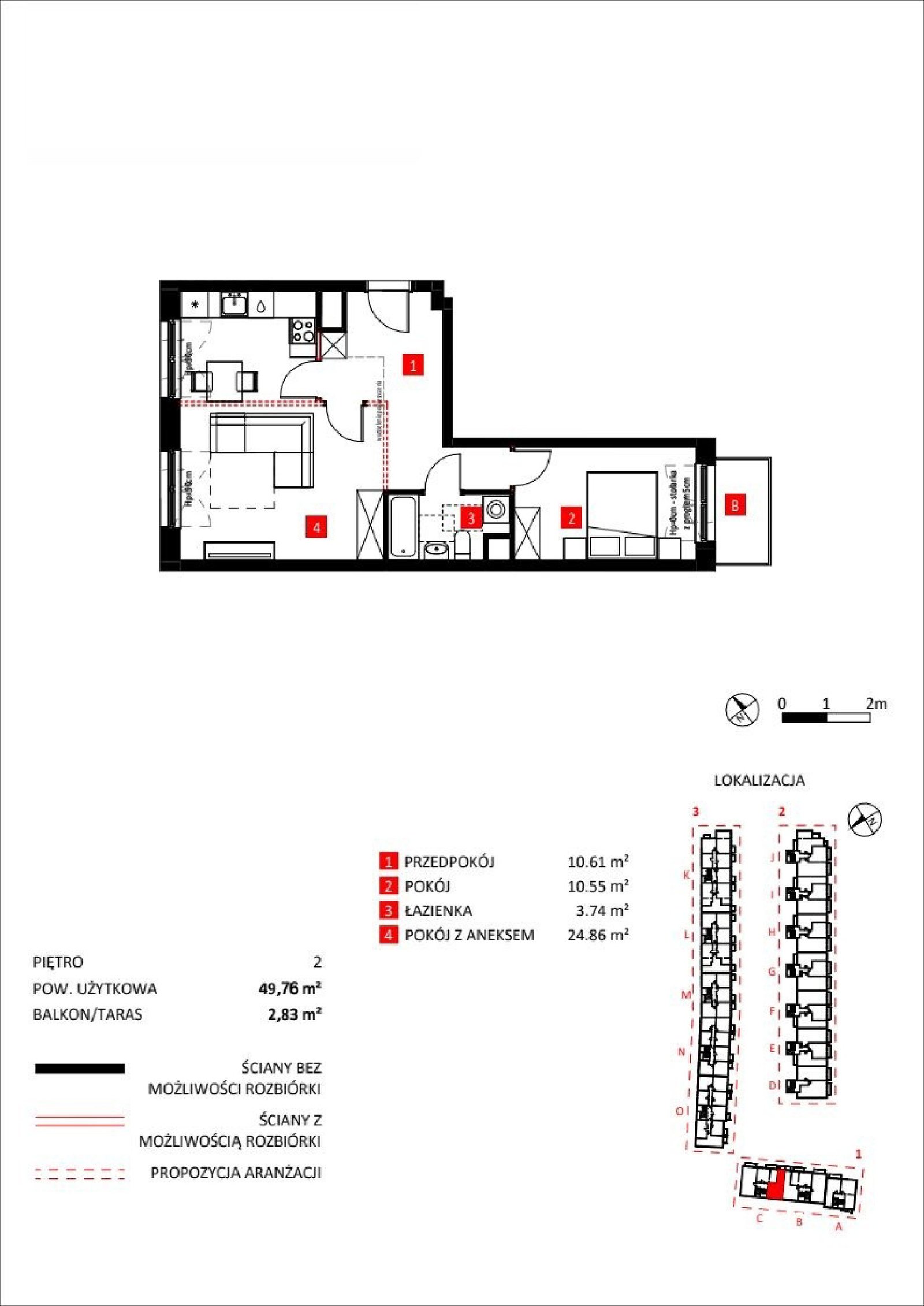 Rzut 13/5 — Apartamenty Jeździecka, 48,95 m²