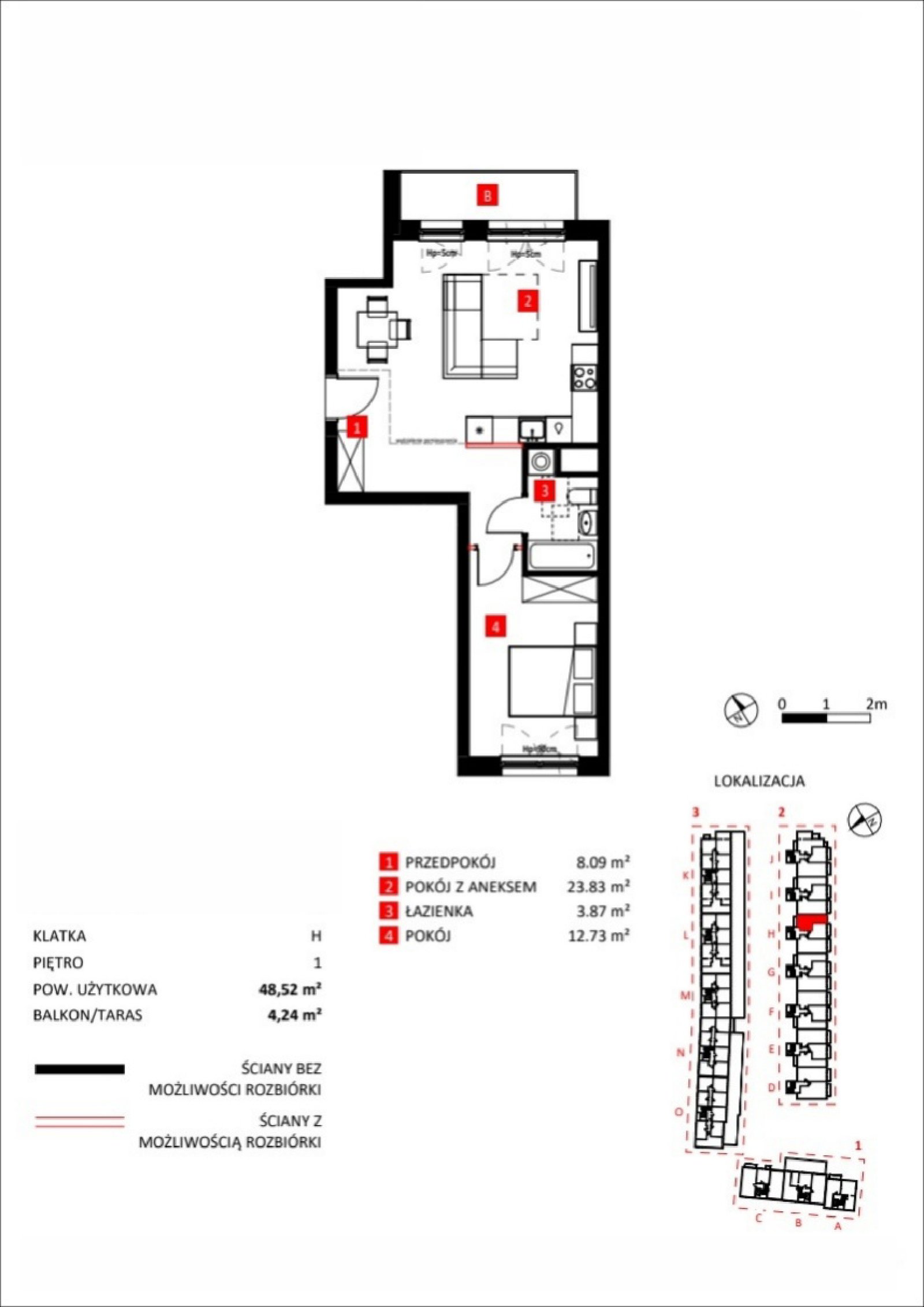 Rzut 15/3 — Apartamenty Jeździecka, 48,52 m²