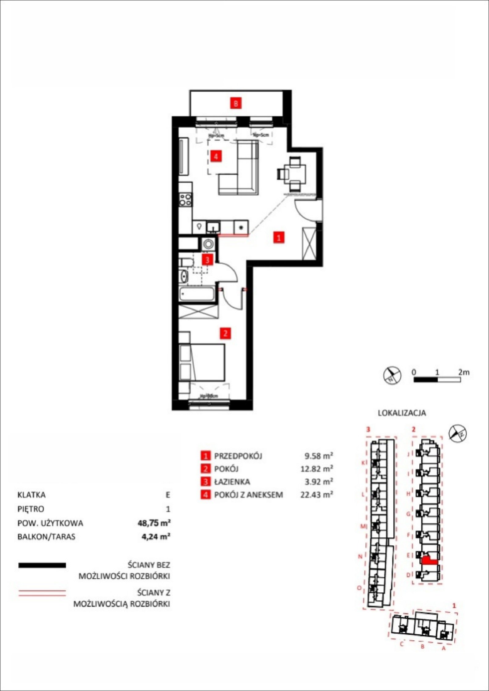 Rzut 11A/5 — Apartamenty Jeździecka, 48,75 m²