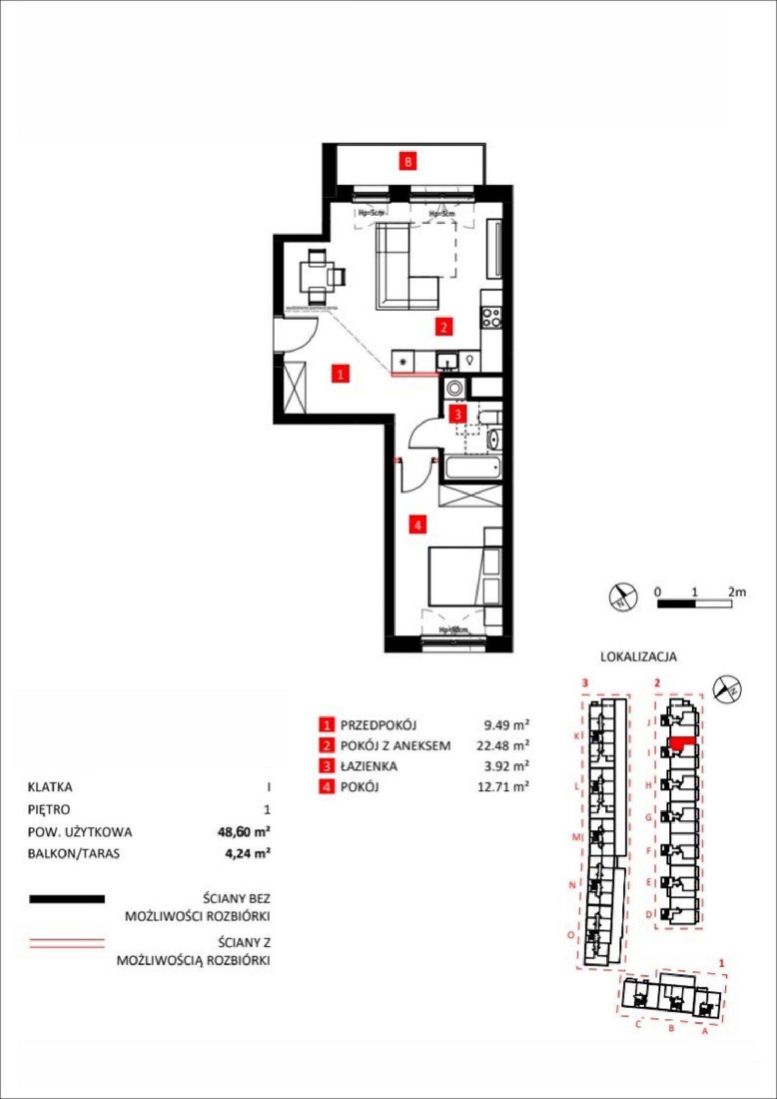Rzut 15A/3 — Apartamenty Jeździecka, 48,6 m²