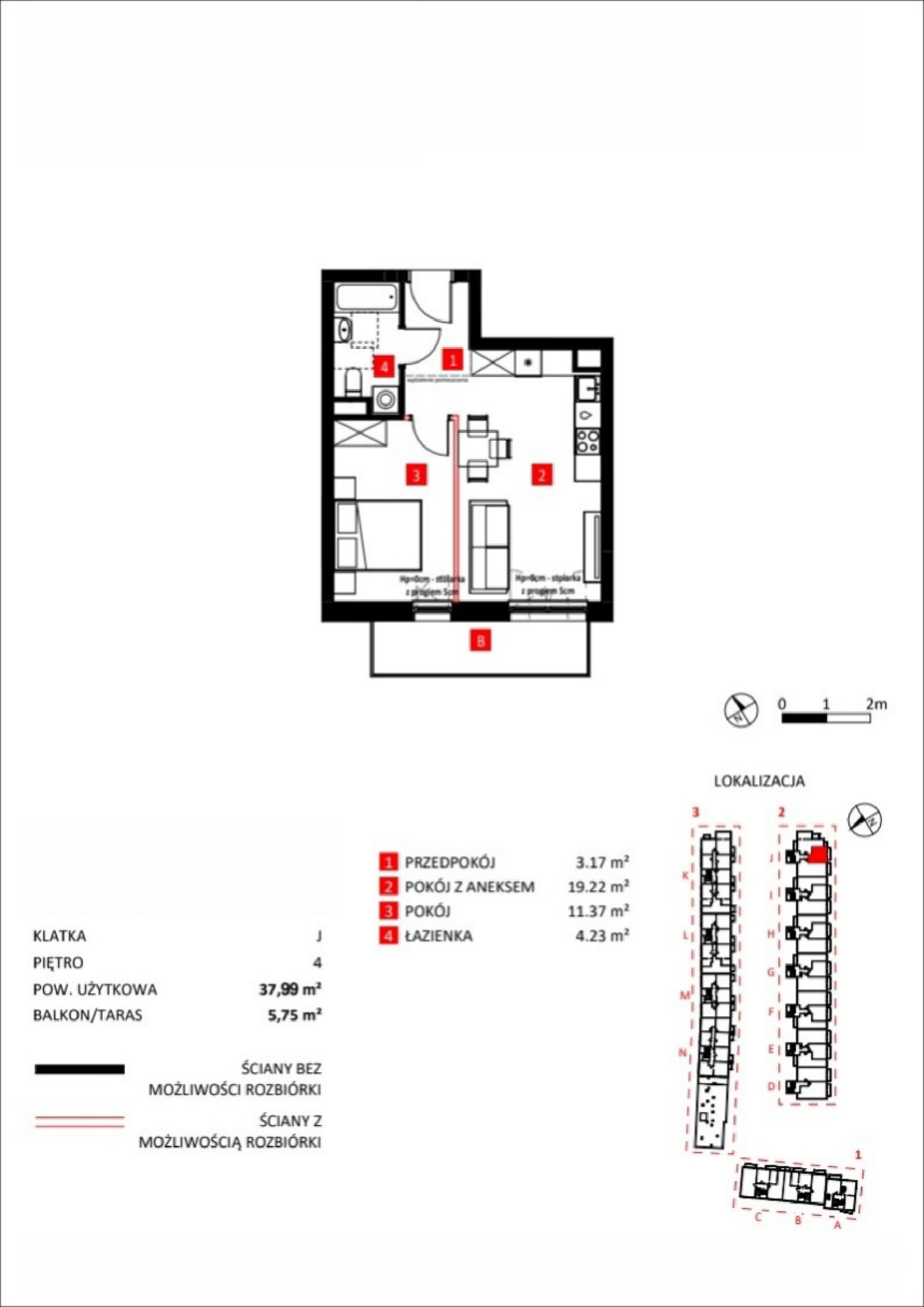 Rzut 17/13 — Apartamenty Jeździecka, 37,99 m²